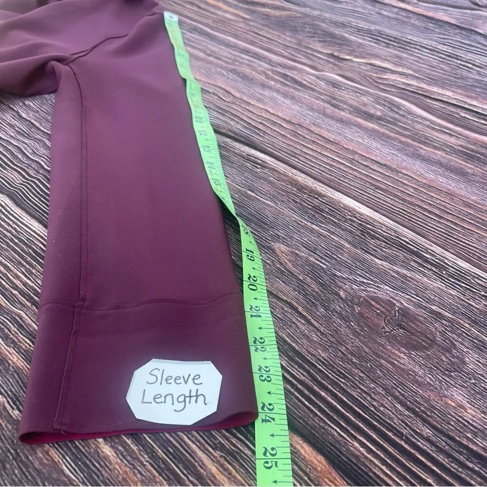 Chicos Travelers Sz 1 (Med 8-10)‎ Open Front Jacket Deep Merlot Blazer Pockets